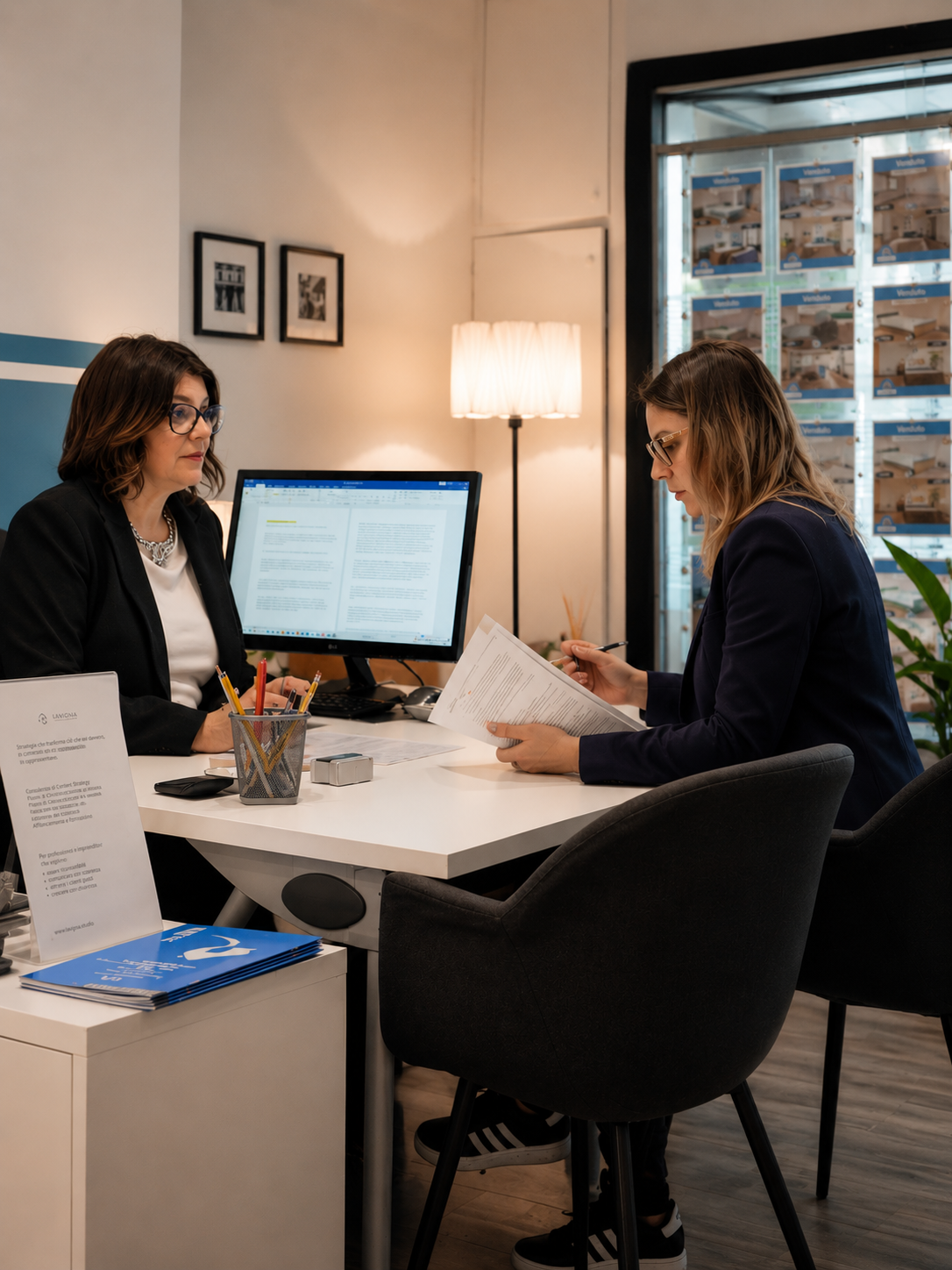 Claudia in consulenza con una cliente