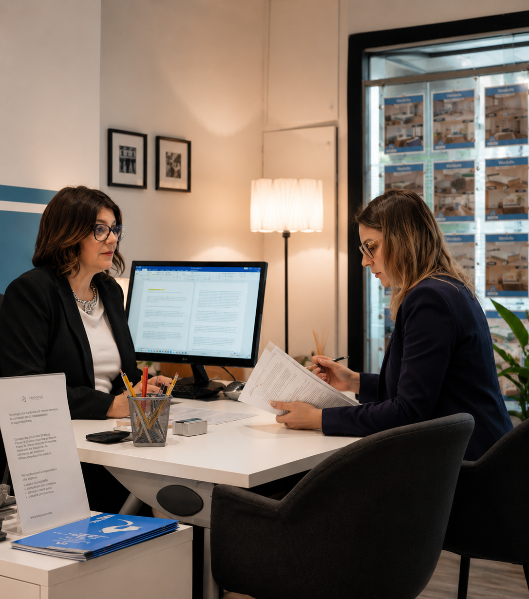 Claudia in consulenza con una cliente